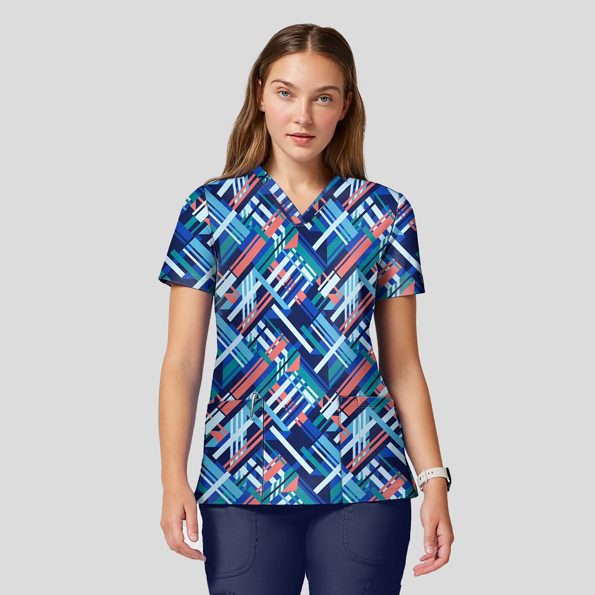 2 Pocket Print Top | Bright GEO