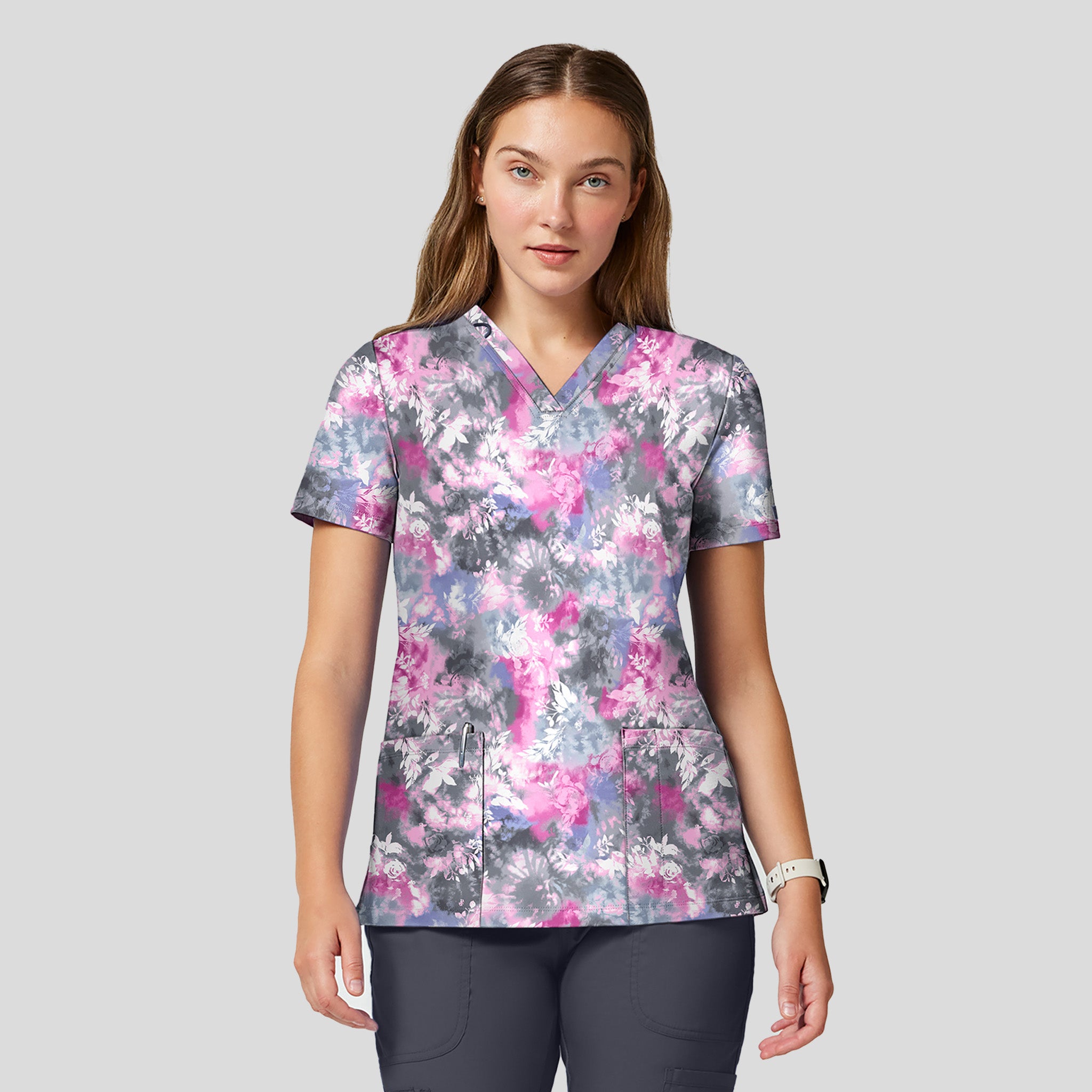 2 Pocket Print Top | Tye Dye Petals