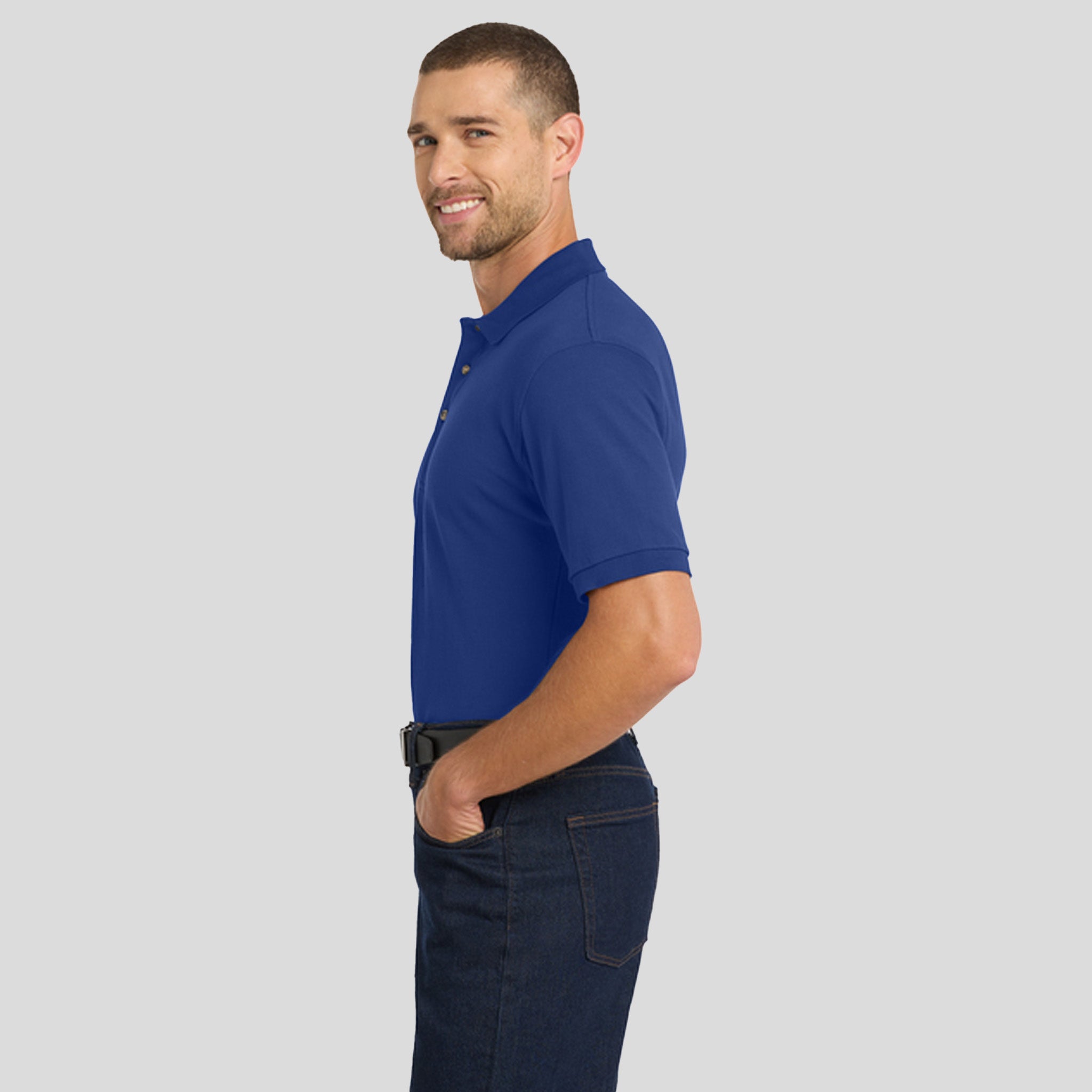 Heavyweight Cotton Pique Polo | Royal