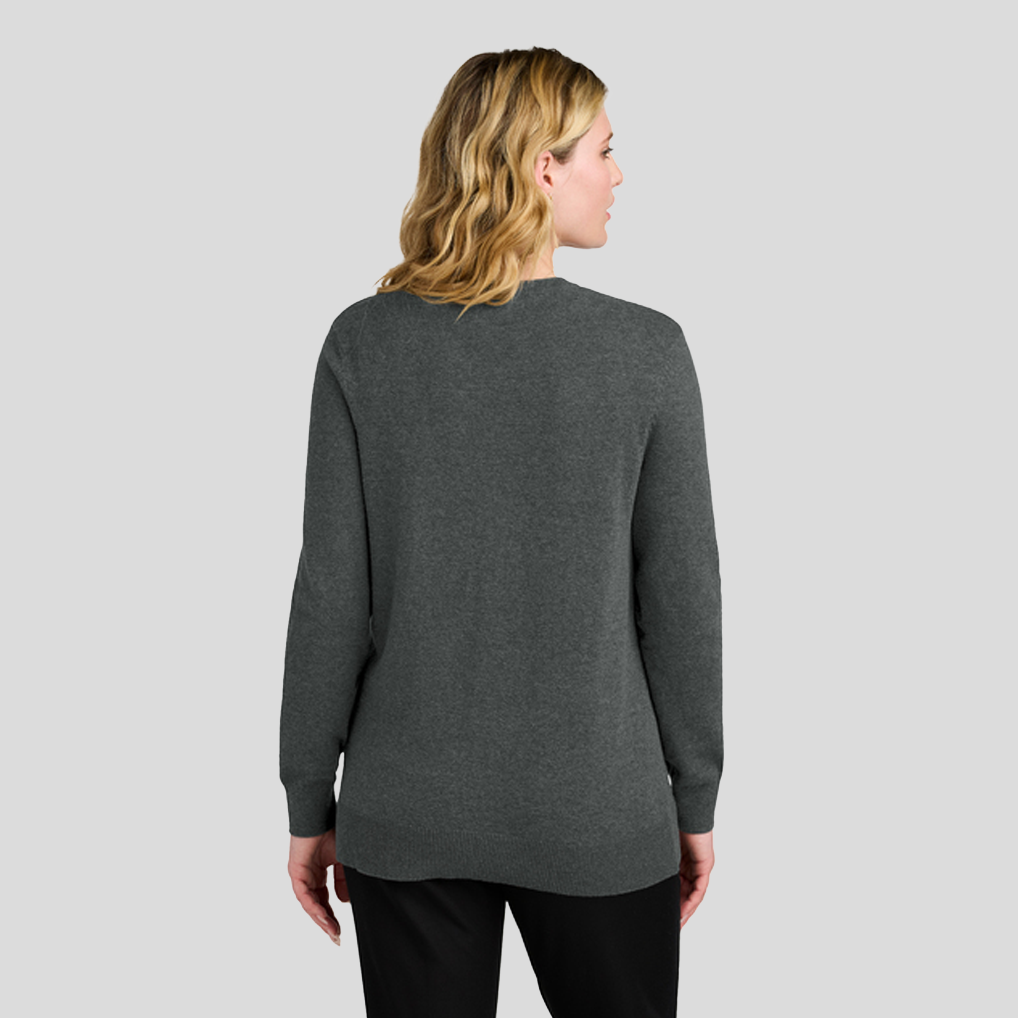 Womenβs Easy Care Button-Up Cardigan Sweater | Charcoal Heather
