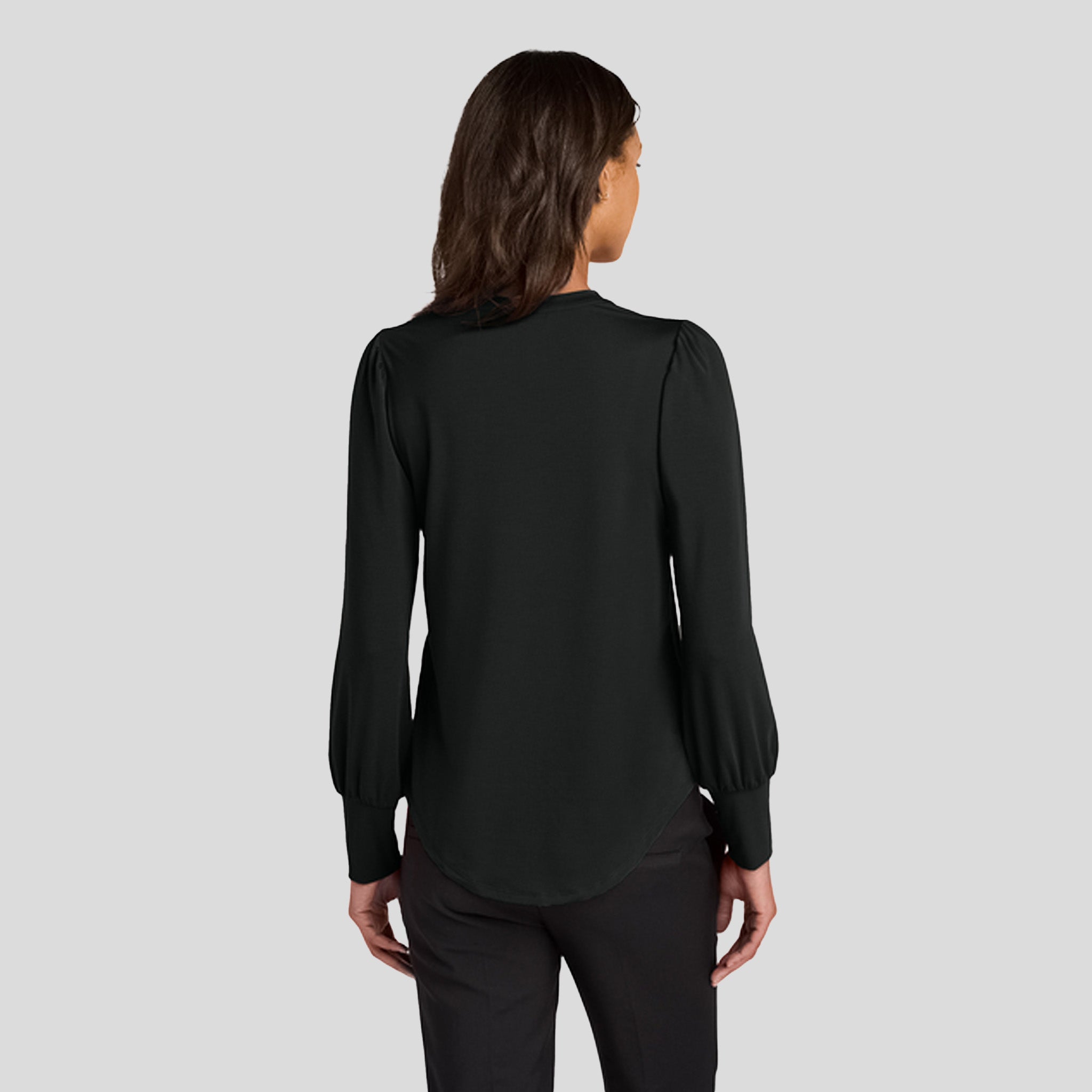 Womenβs Stretch Jersey Long Sleeve Blouson Top | Deep Black