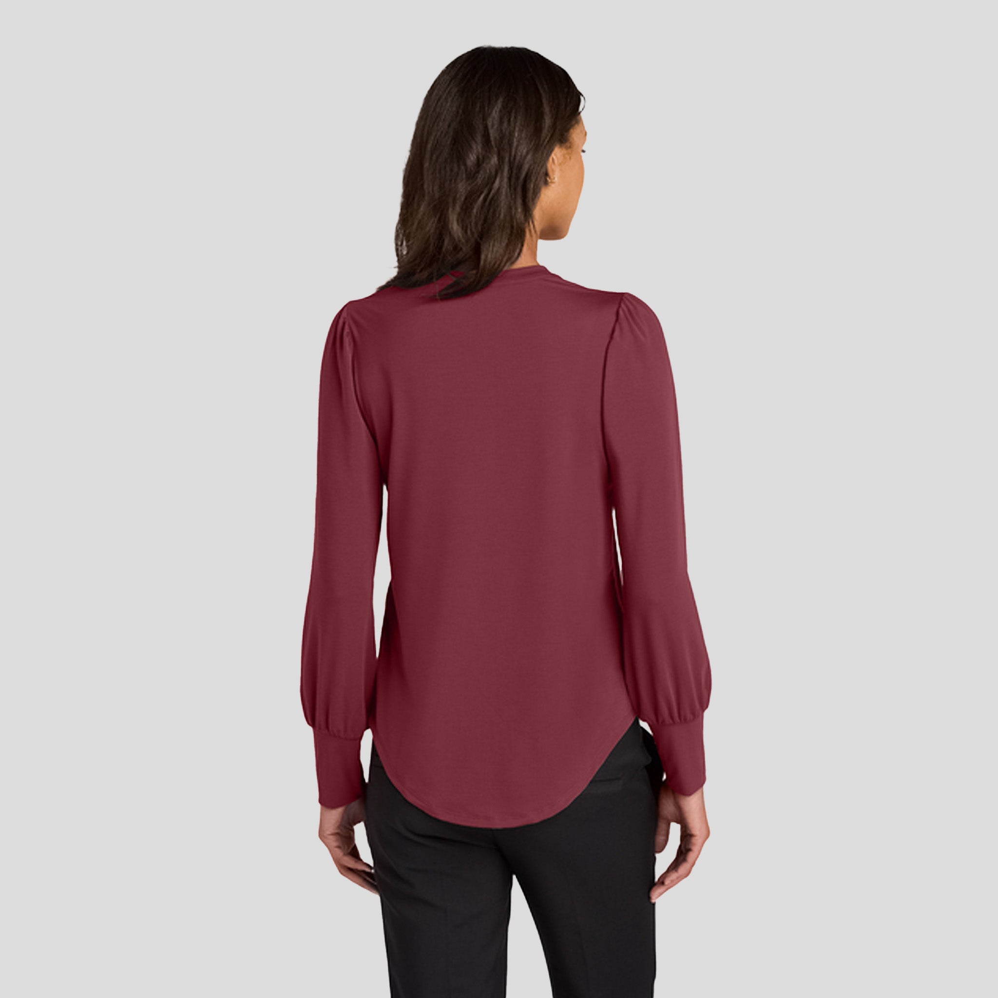 Womenβs Stretch Jersey Long Sleeve Blouson Top | Rosewood