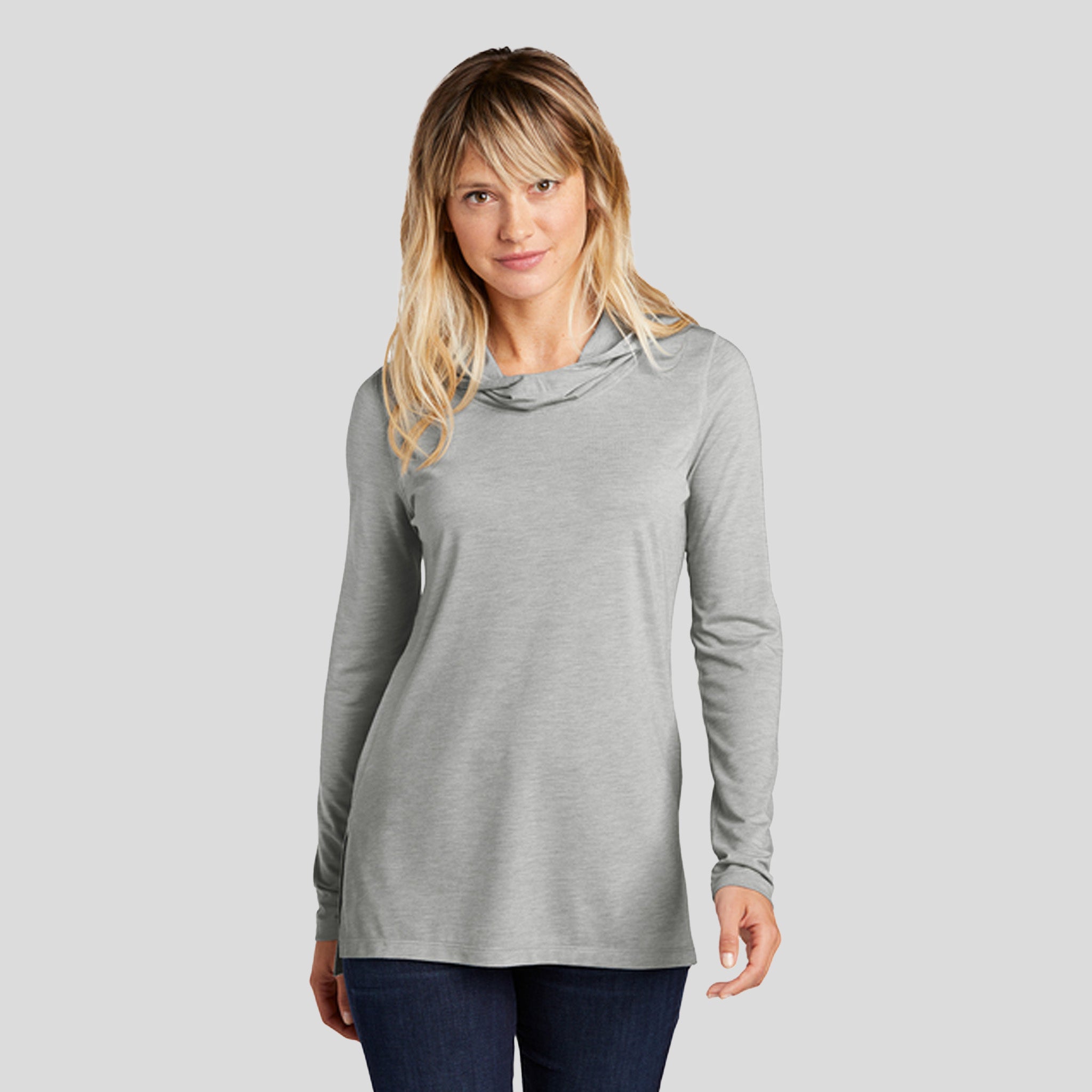 Women's PosiChargeยฎ Tri-Blend Wicking Long Sleeve Hoodie | Light Grey Heather