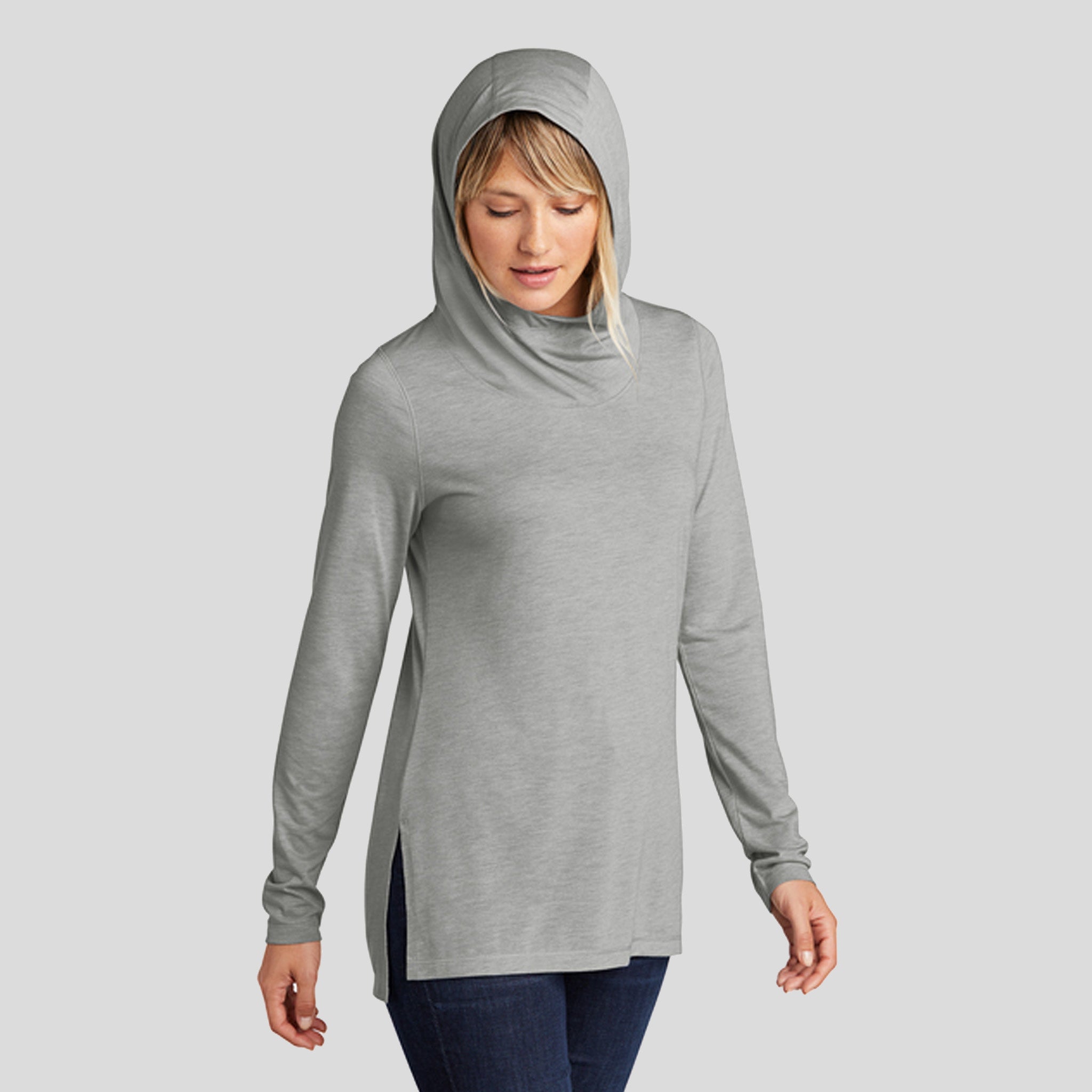 Women's PosiChargeยฎ Tri-Blend Wicking Long Sleeve Hoodie | Light Grey Heather