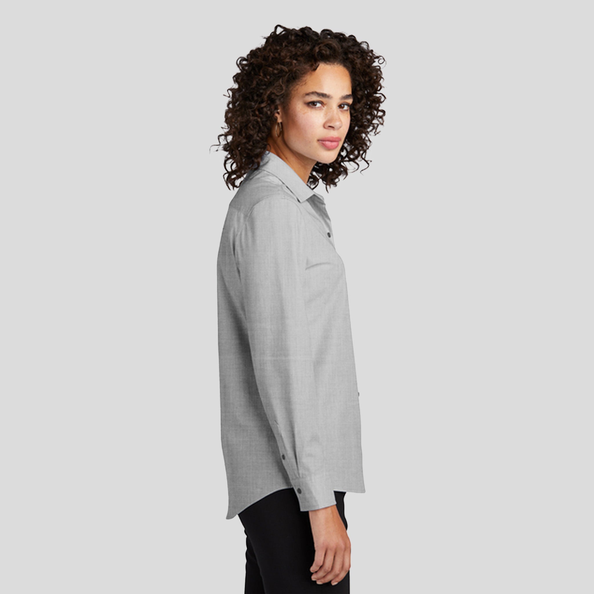 Womenβs Long Sleeve Stretch Woven Shirt | Gusty Grey End On End