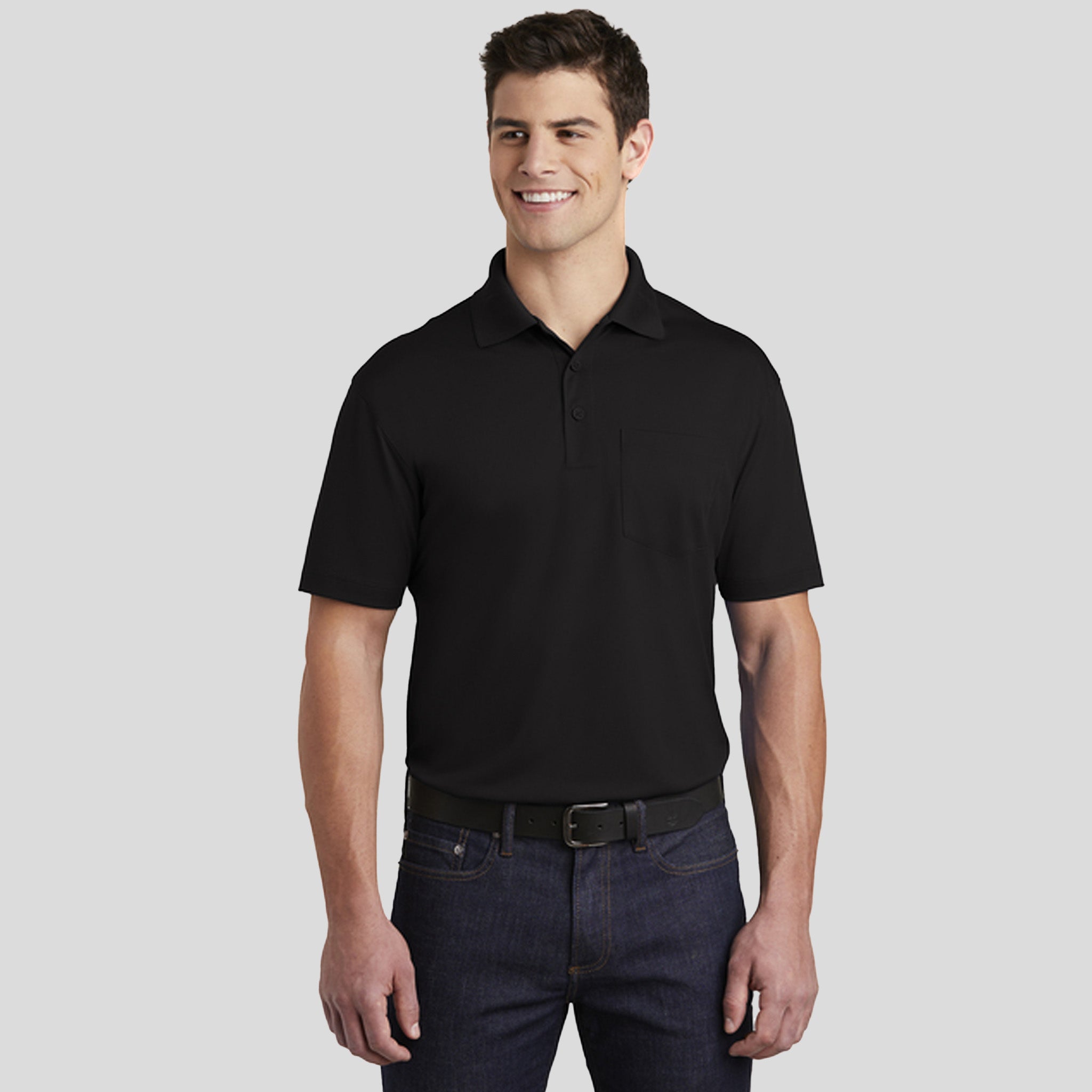 Micropique Sport-Wickยฎ Pocket Polo | Black
