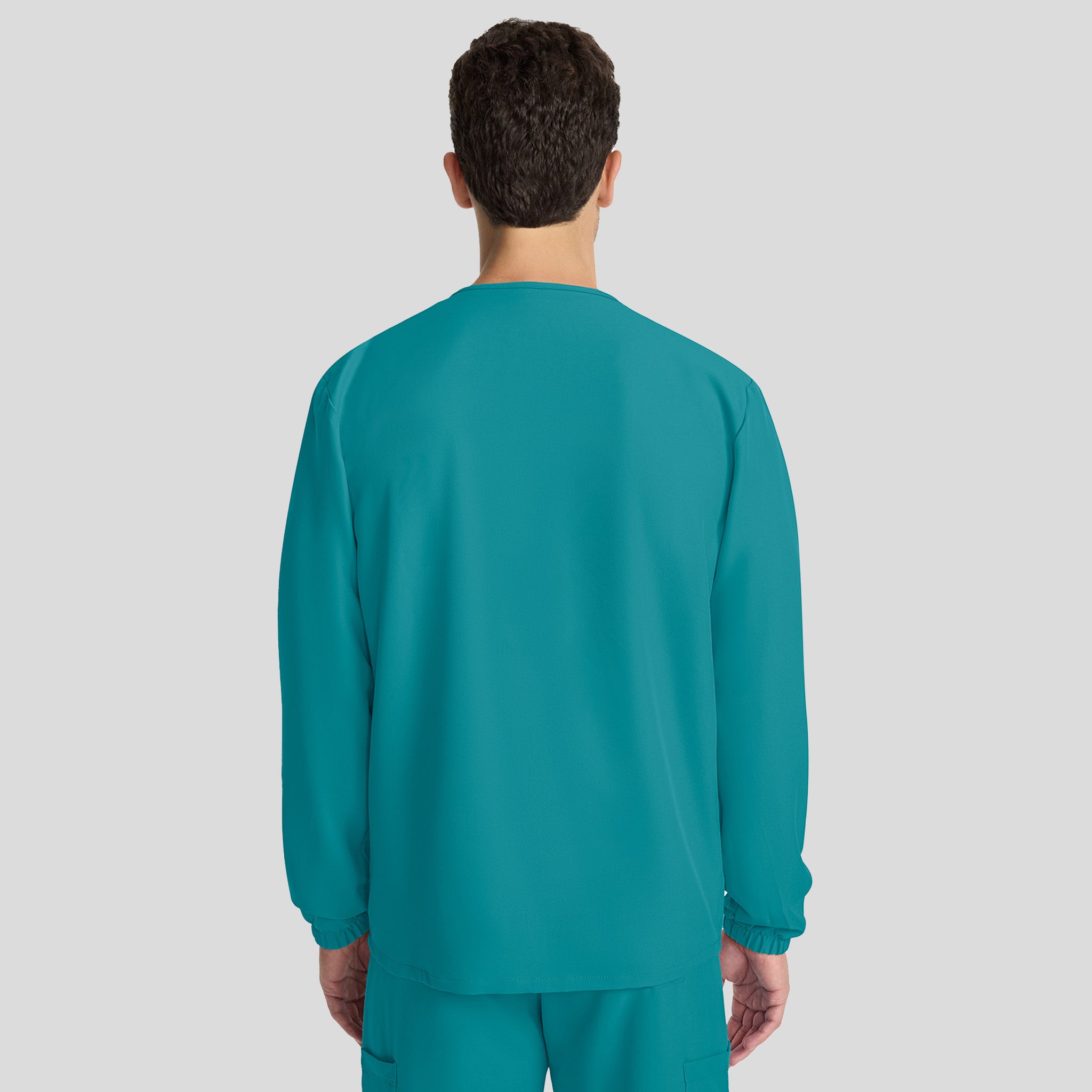 Unisex Snap-Front Crew Neck Scrub Jacket | Teal
