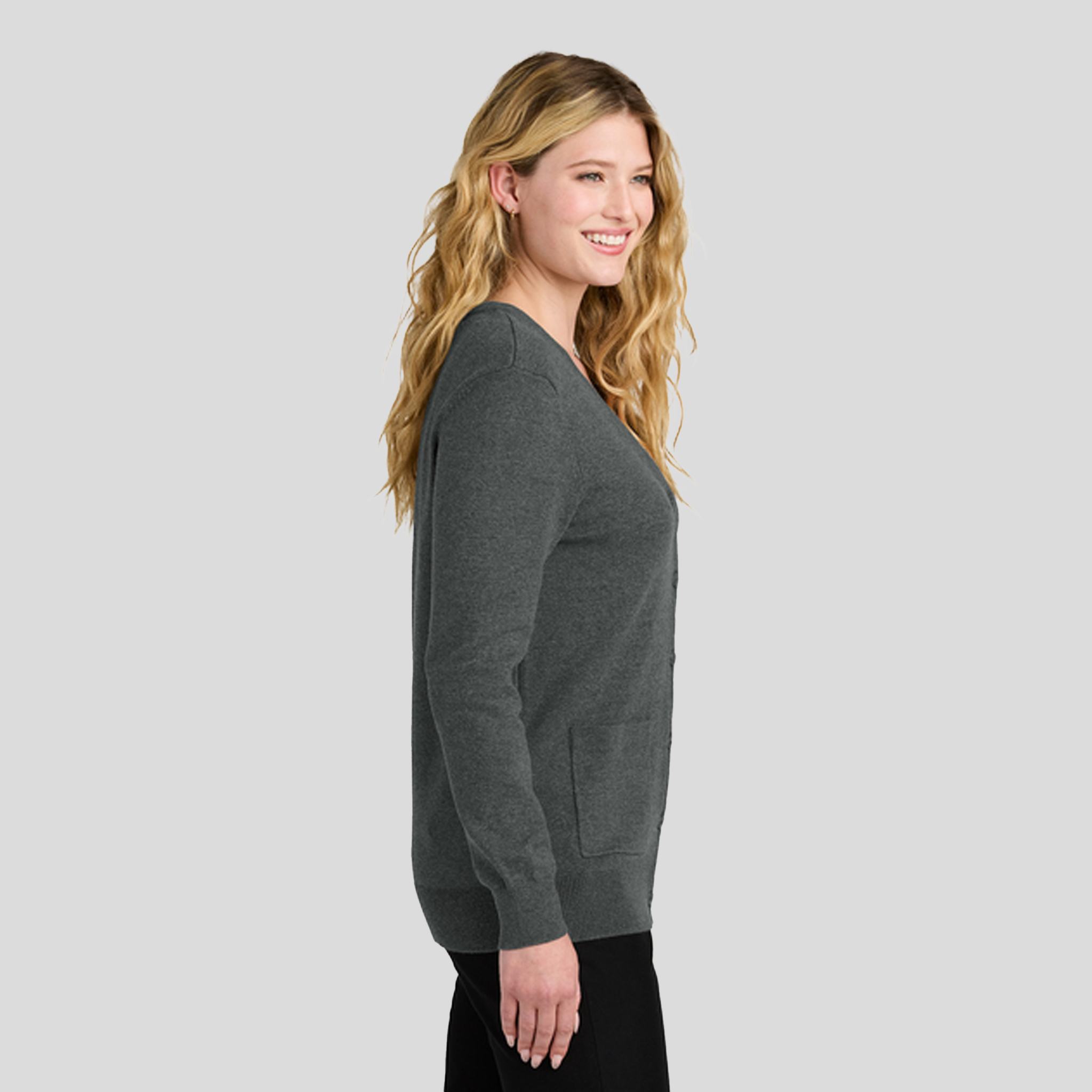Women’s Easy Care Button-Up Cardigan Sweater | Charcoal Heather