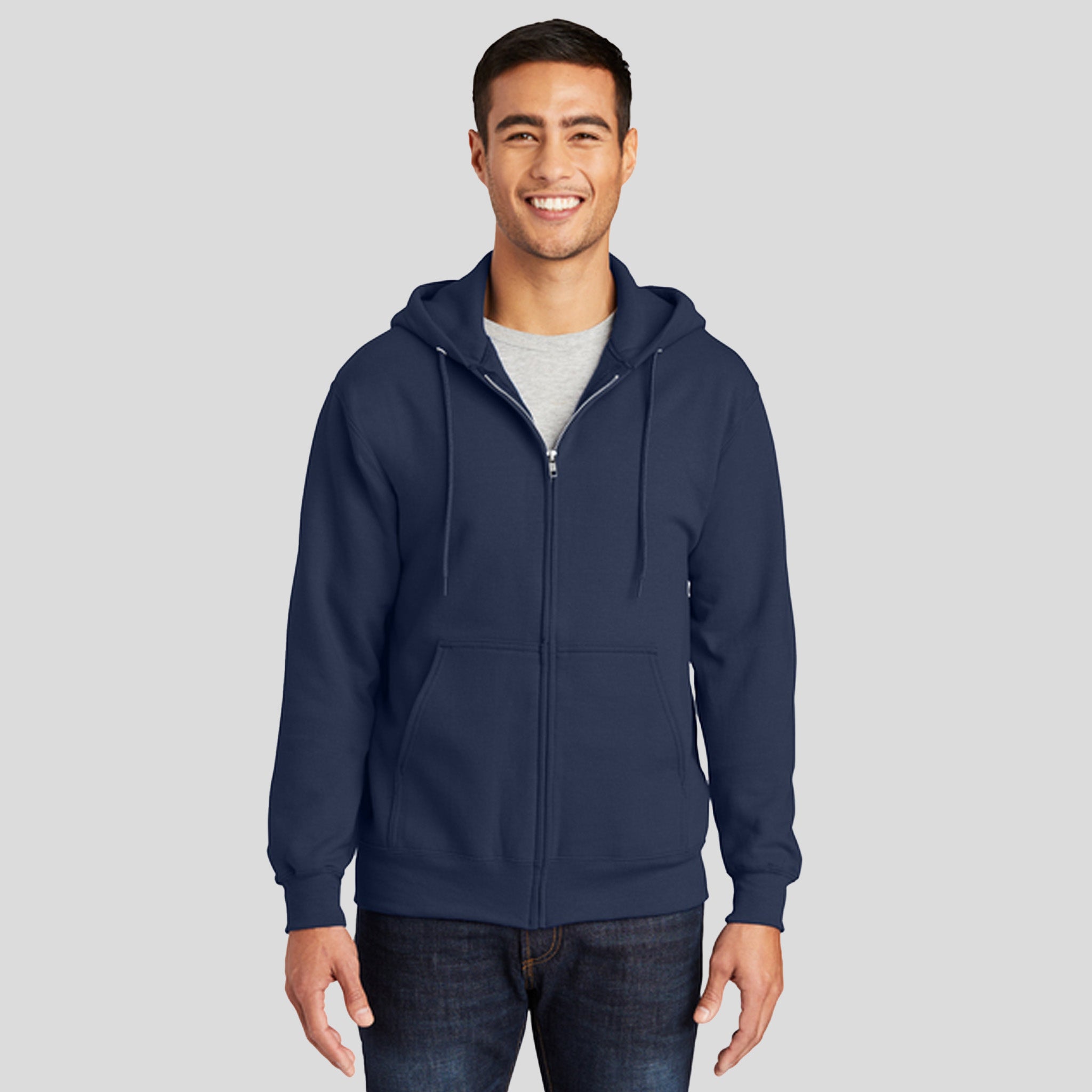 Tall Essential Fleece Full-Zip Hooded Sweatshirt  | Navy