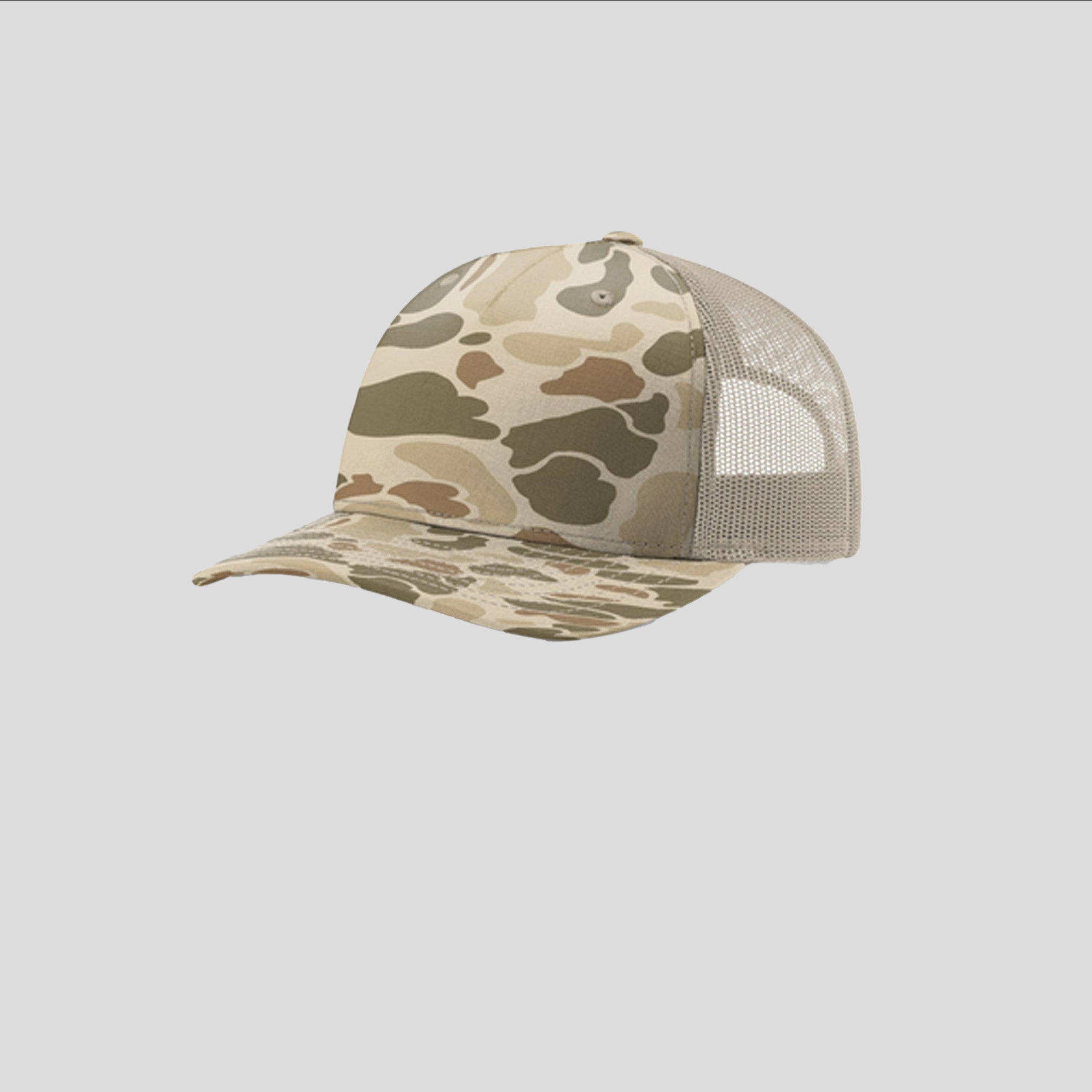 Printed Five-Panel Trucker Hat | Harvest Duck Camo/Light Tan