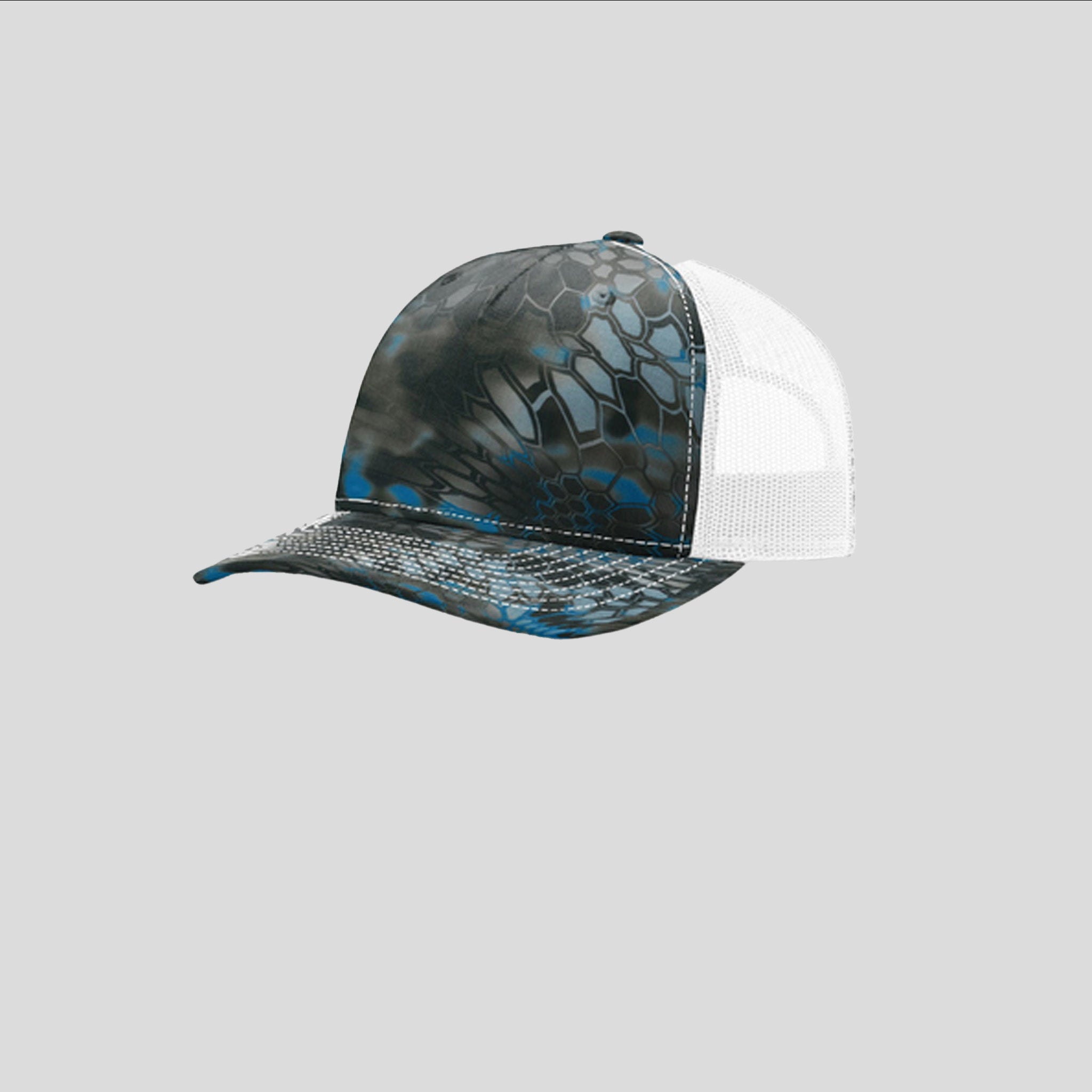 Printed Five-Panel Trucker Hat | Kryptek Neptune/White