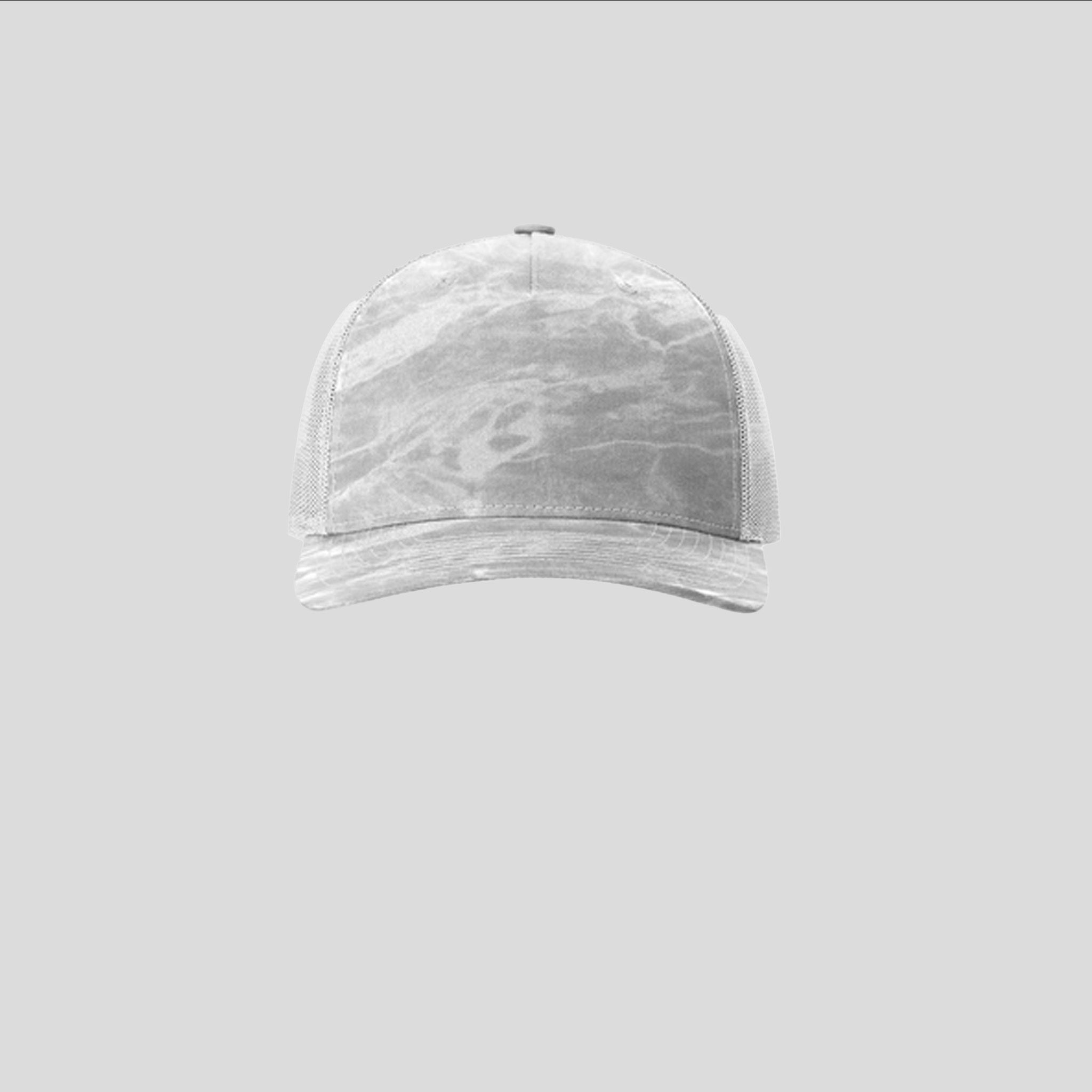 Printed Five-Panel Trucker Hat | Mossy Oak Elements Bonefish/Light Grey