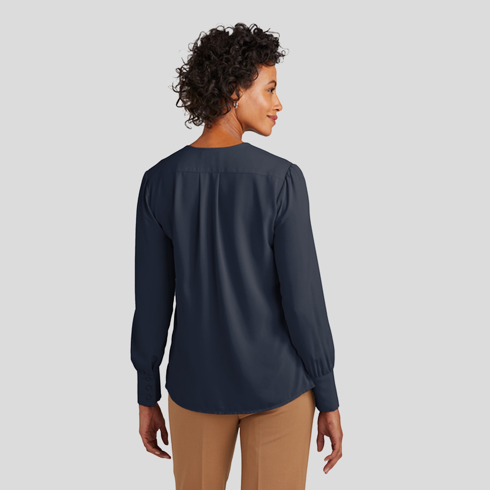 Women’s Open-Neck Satin Blouse | Night Navy