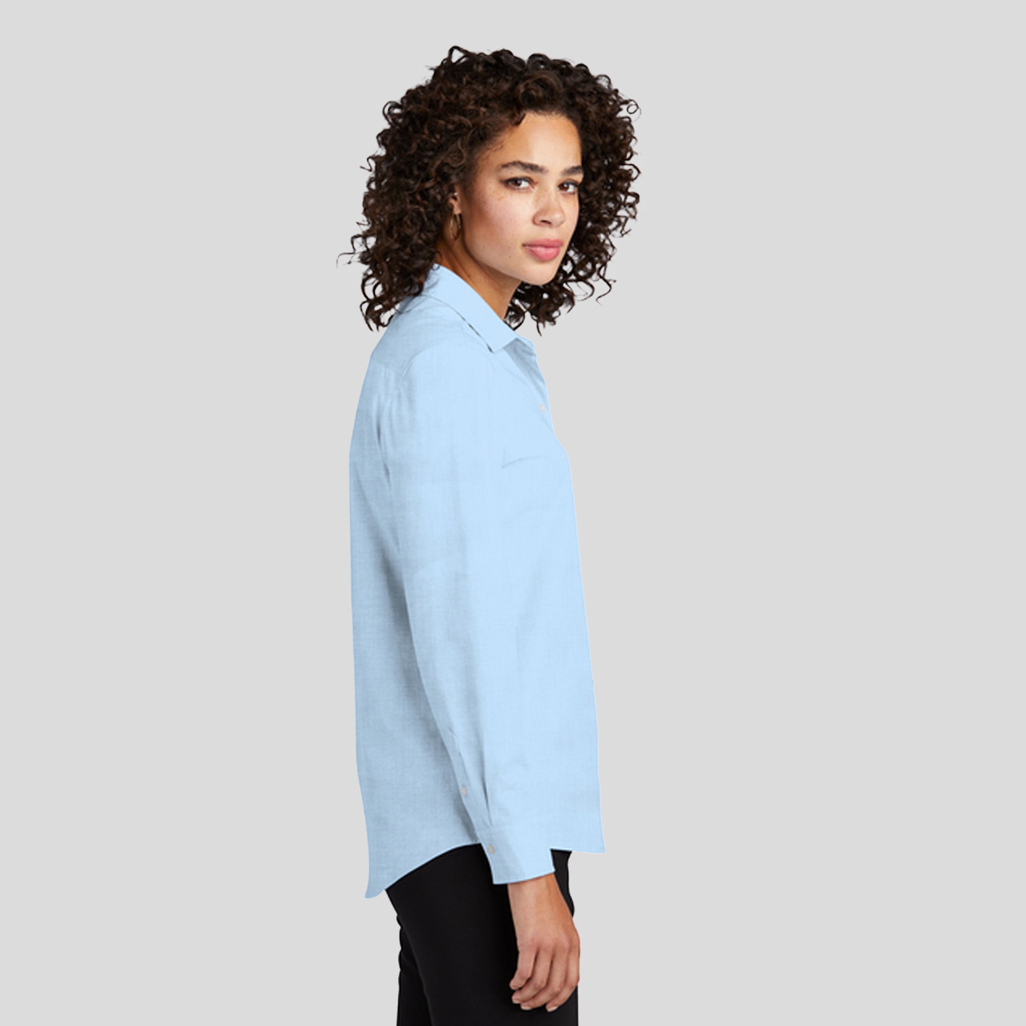 Women’s Long Sleeve Stretch Woven Shirt | Air Blue End on End